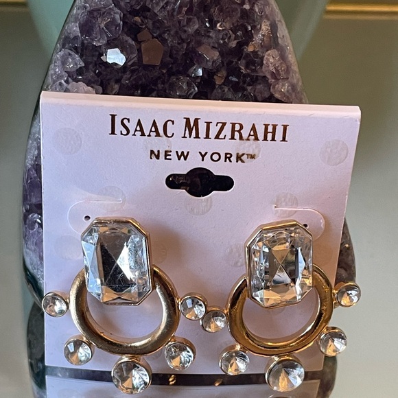 Isaac Mizrahi Gold and Silver Geometric Earrings whimsical goth - Picture 3 of 3